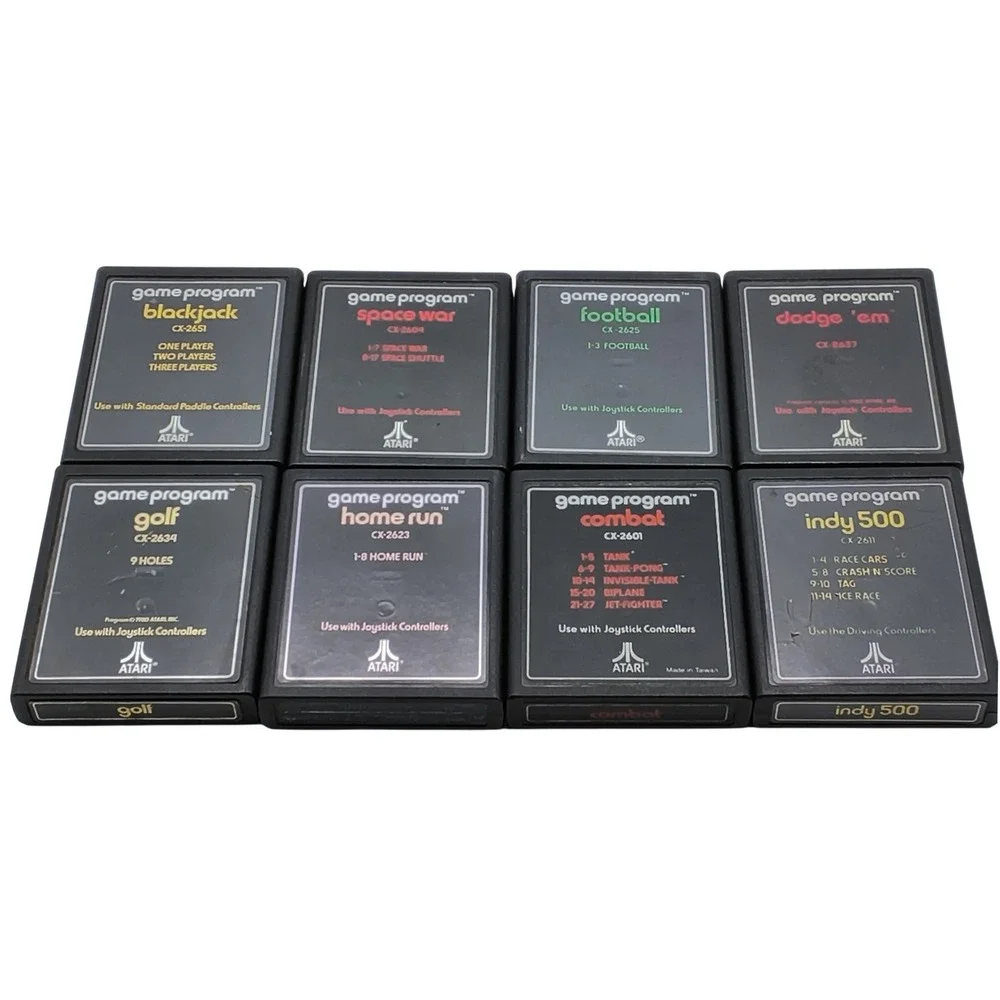 Atari 2600 Game Cartridge Lot 8 Blackjack Combat Indy 500 Black Original